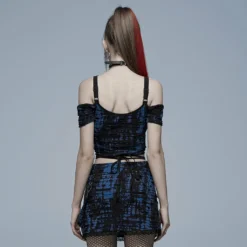 Punk Rave Elantra Top Black / Blue Ladies