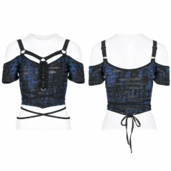 Punk Rave Elantra Top Black / Blue Ladies