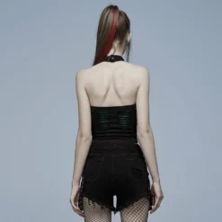 Punk Rave Jocasta Vest Top Green And Black Ladies