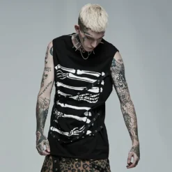 Punk Rave Skeletal Bones Sleeveless T-Shirt