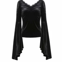 Ladies Dark In Love Violet Black Velvet Top