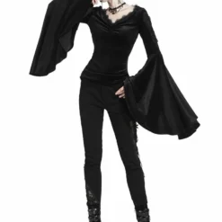 Ladies Dark In Love Violet Black Velvet Top