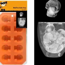 Homeware Gothic Gifts Orange Skull Ice Cube Tray