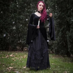 Ladies Dark In Love Violet Black Velvet Top