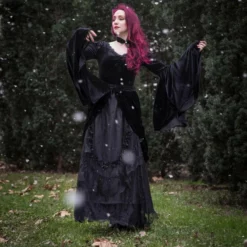 Ladies Dark In Love Violet Black Velvet Top