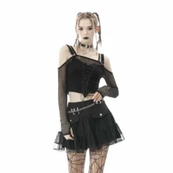 Ladies Dark In Love Carina Fishnet Top