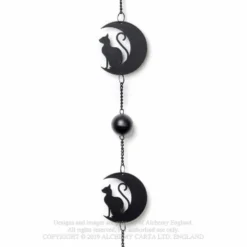 Alchemy Gothic Black Cat Moon Hanging Decoration
