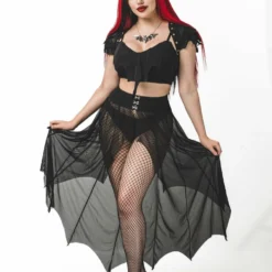 Ladies Necessary Evil Camazotz Bat Wing Effect Lace Up Bolero Top