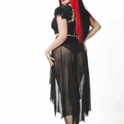 Necessary Evil Camazotz Crop Top With Mesh Bat Wing Effect Front Ladies