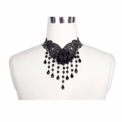 Accessories Devil Fashion Onyx Rose Necklace