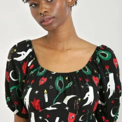 Hell Bunny Good Fortune Crop Top Ladies