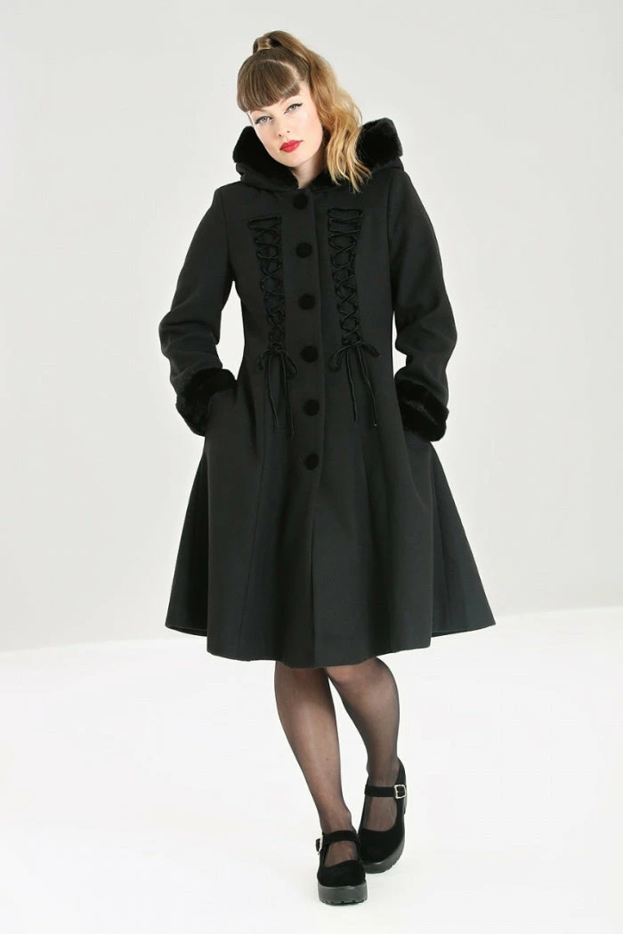 Hell Bunny Amaya Coat Black | Vintage Style Women's Coat | Hell Bunny Ladies Jacket 3 Hell Bunny Amaya Coat Black