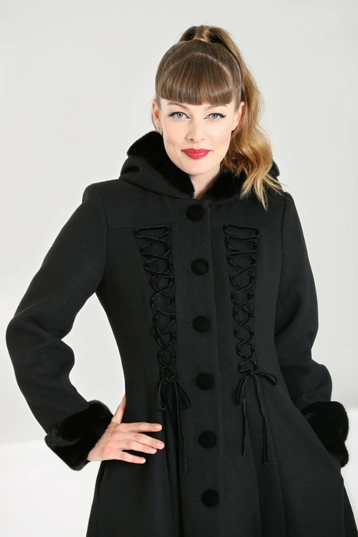 Hell Bunny Amaya Coat Black | Vintage Style Women's Coat | Hell Bunny Ladies Jacket 4 Hell Bunny Amaya Coat Black