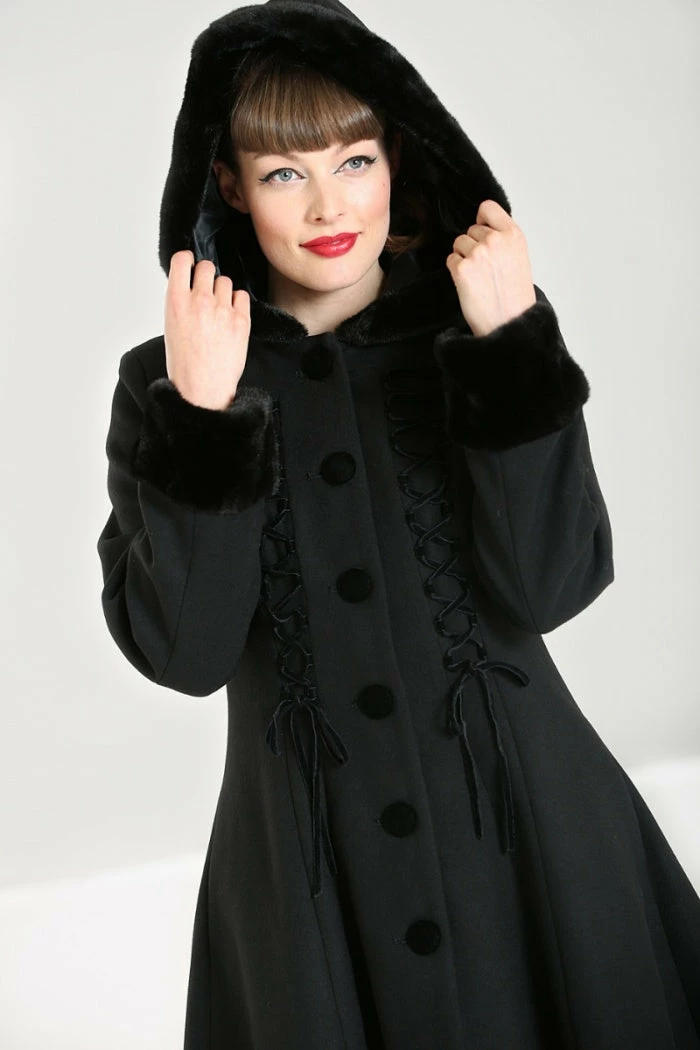 Hell Bunny Amaya Coat Black | Vintage Style Women's Coat | Hell Bunny Ladies Jacket 5 Hell Bunny Amaya Coat Black