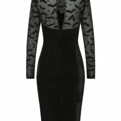 Collectif Rooey Bat Mesh Velvet Pencil Dress