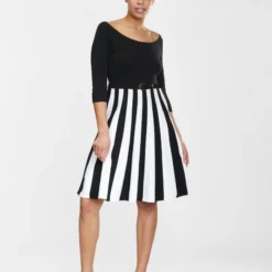 Collectif Serena Knitted Striped Dress Ladies