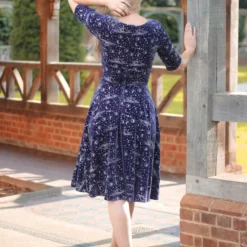 Ladies Collectif Trixie Celestial Velvet Swing Dress - Purple